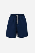 Navy Blue Oversize Müslin Şort
