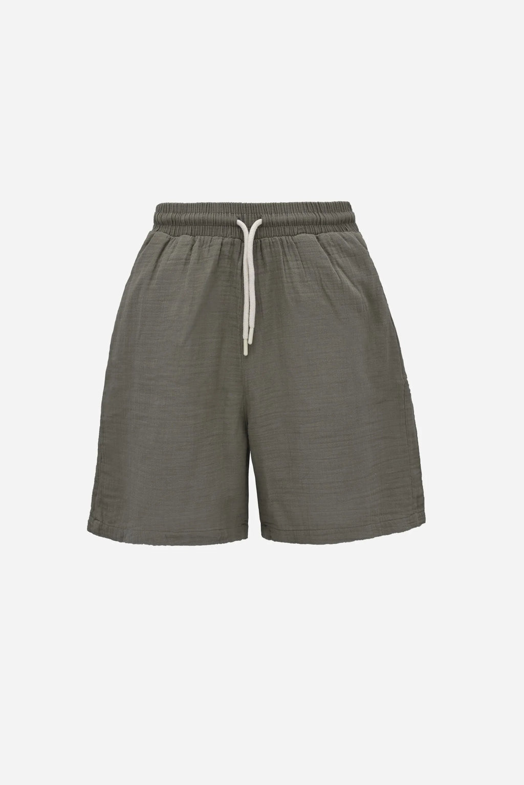 Haki Oversize Müslin Şort