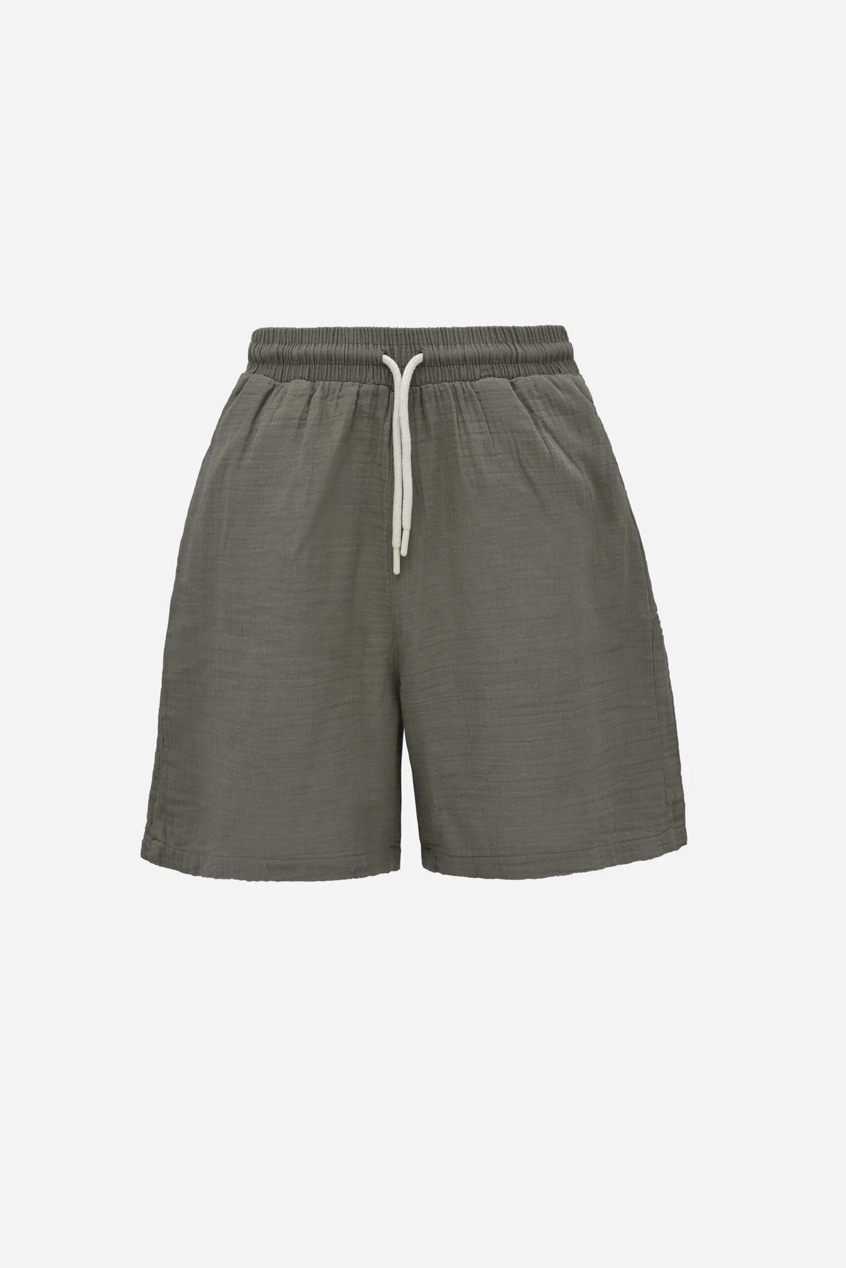 Haki Oversize Müslin Şort